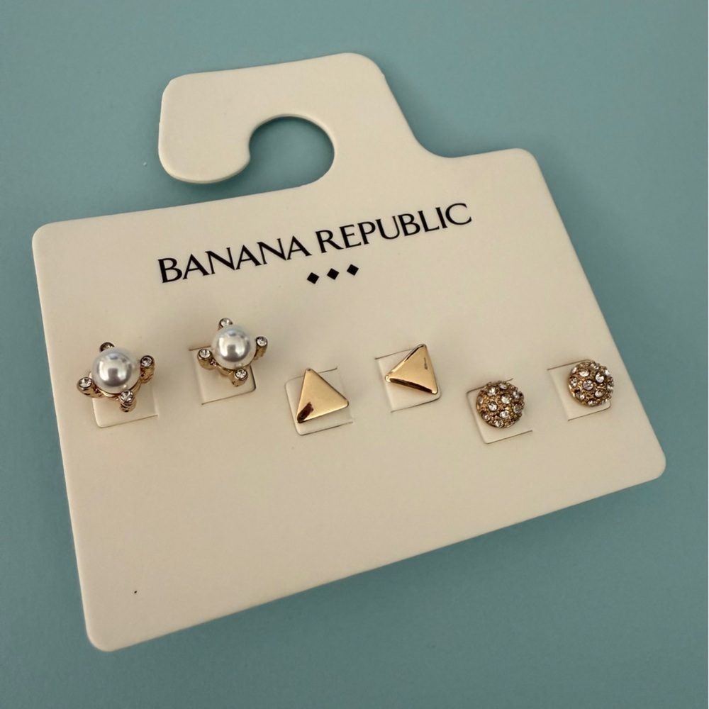 Banana Republic Factory-Earring-Set-Lot-Bundle-Gold-Tortoiseshell-Hoops-Studs - Picture 3 of 8